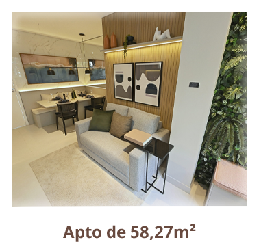 Tour virtual do apto de 58,27m²